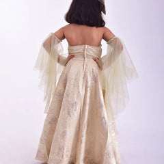 back view of cream gown for girls 