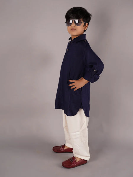 Ethnic wear navy kurta salvar set for boys 