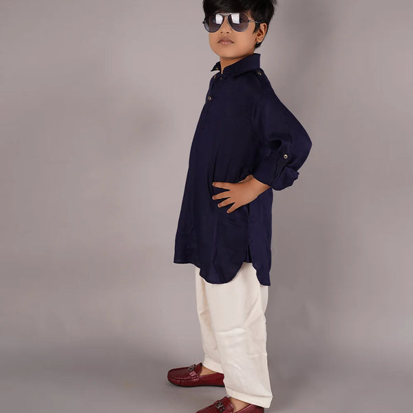 Ethnic wear navy kurta salvar set for boys 