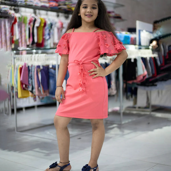 pink party wear dress for girls 