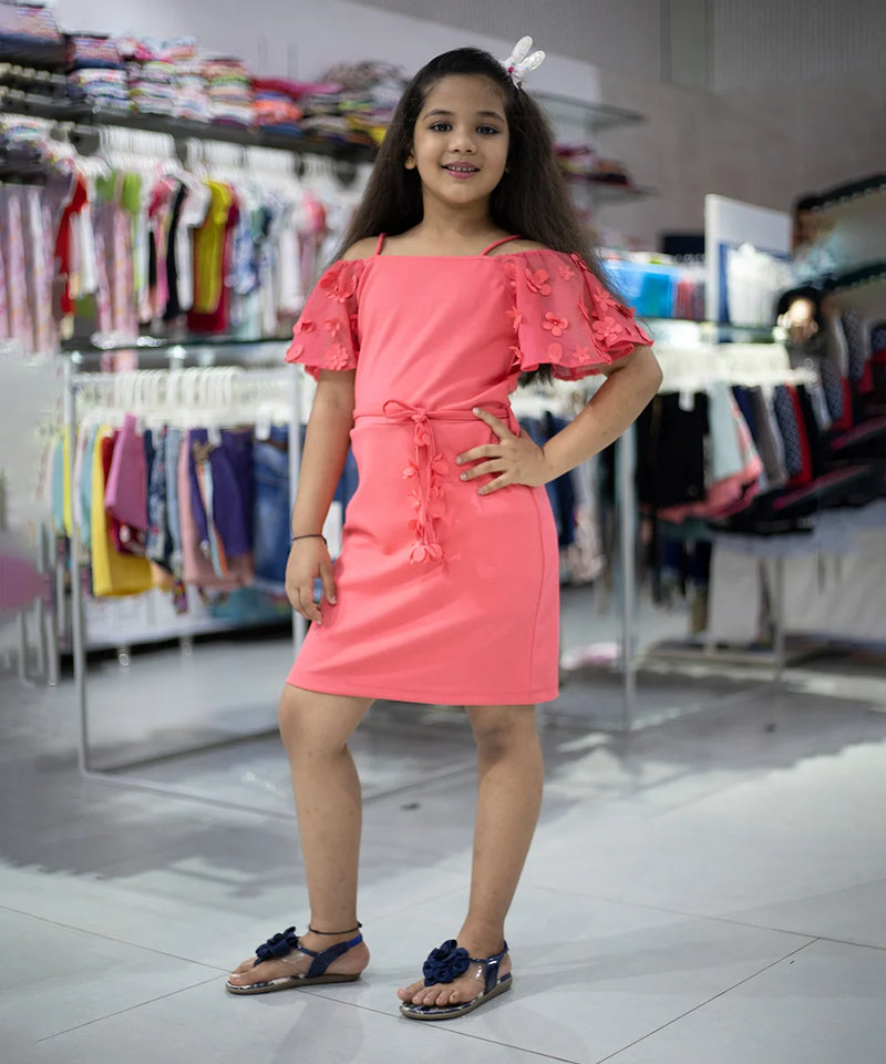 pink party wear dress for girls 