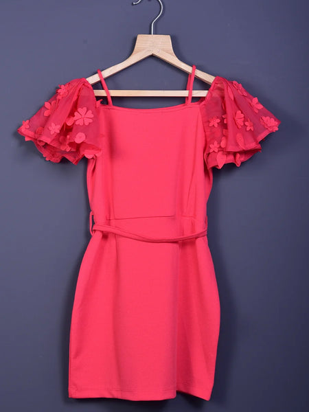back view of pink dress for girls 