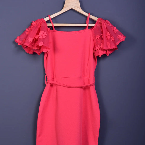 back view of pink dress for girls 