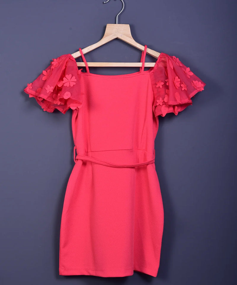 back view of pink dress for girls 