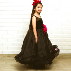 wedding wear black long gown for girls 