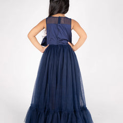back view of navy blue gown for girls 