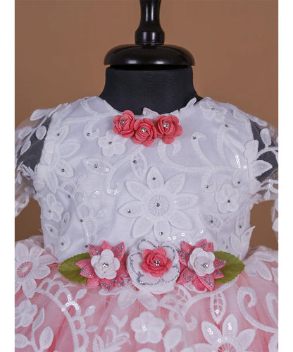 Full Sleeves Laced Birthday Frock for Girls