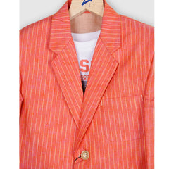 party wear striped peach blazer set for boys 