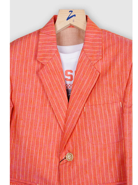 party wear striped peach blazer set for boys 