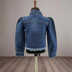 Blue Shaded Denim Jacket for Little Girls