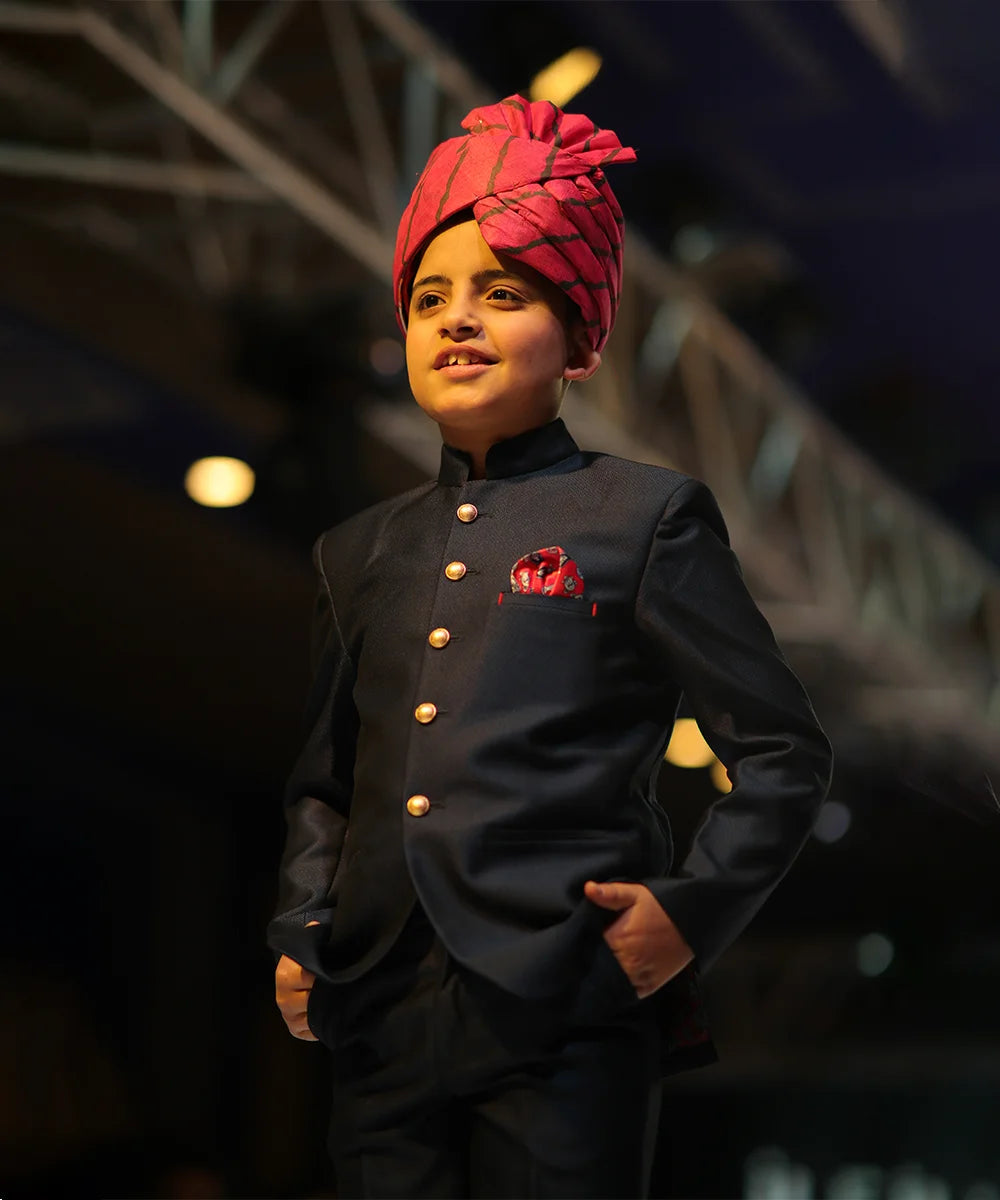 Pre-Order: Navy Colored Jodhpuri Suit Set for Boys for Party