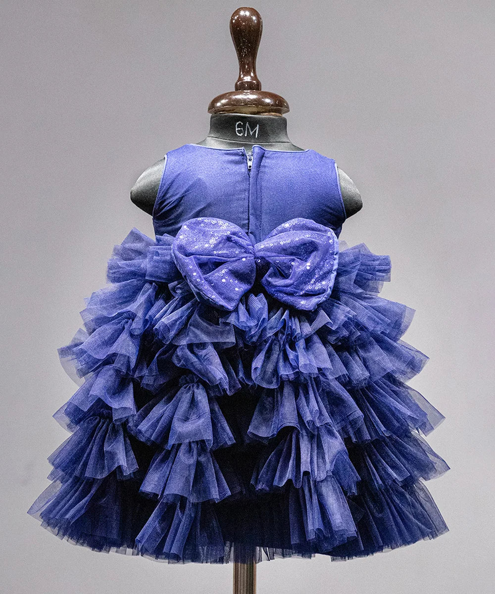 Navy Blue Colored Party Frock for Girls