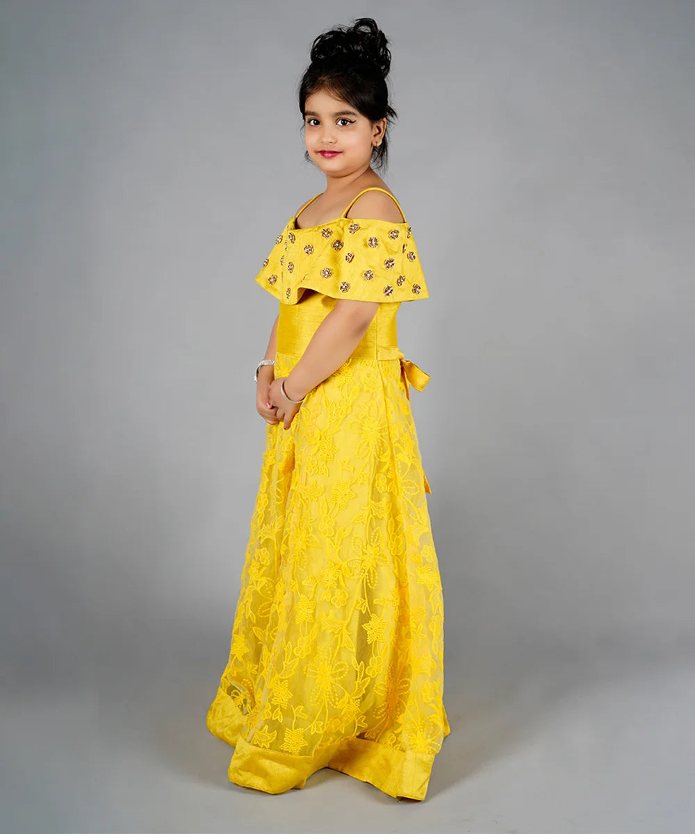 Yellow Off-Shoulder Gown for Wedding