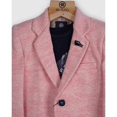 party wear textured blazer set for boys
