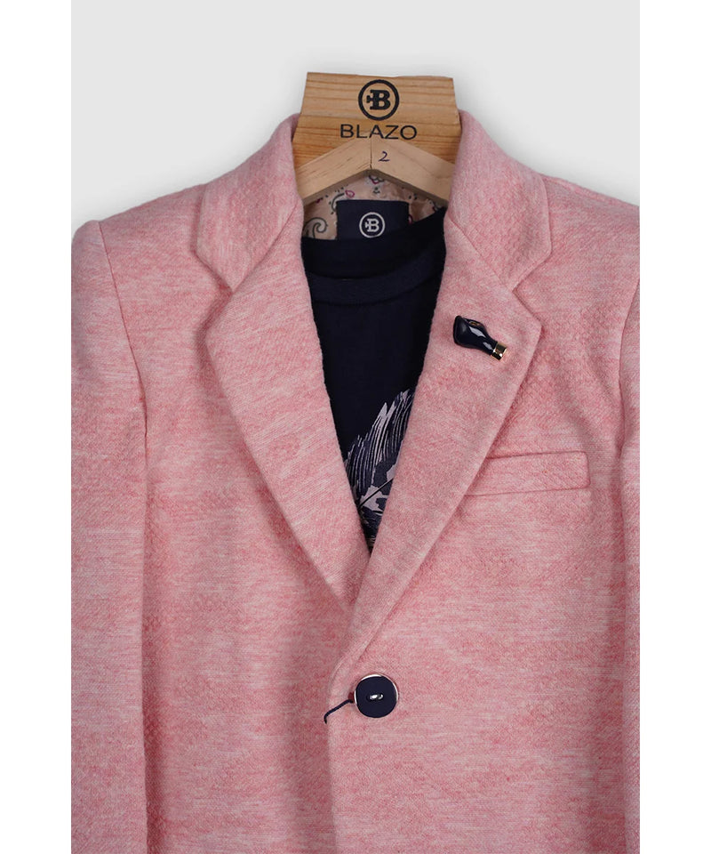 party wear textured blazer set for boys
