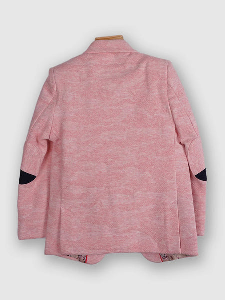 back view of textured blazer set for boys 