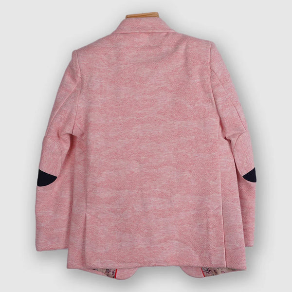 back view of textured blazer set for boys 