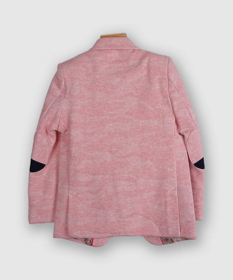 back view of textured blazer set for boys 