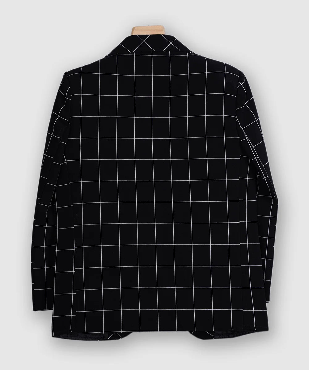 Black Checked Blazer with White Printed T-shirt for 4 Year Old Boy