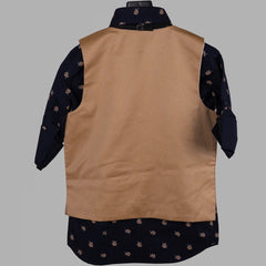 back view of party wear waist coat suit set for boys 