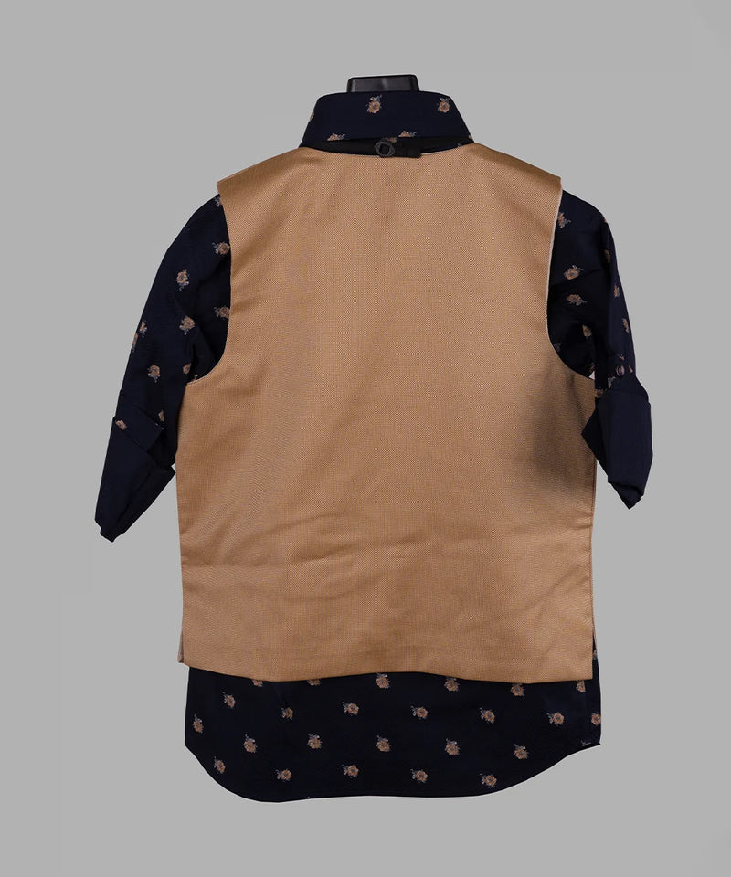 back view of party wear waist coat suit set for boys 