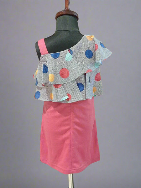 back view of pink dress for girls 