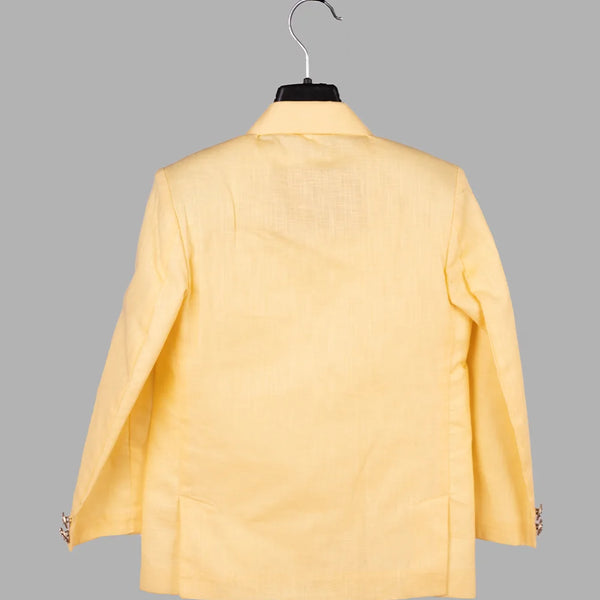 back view of yellow blazer set for boys 