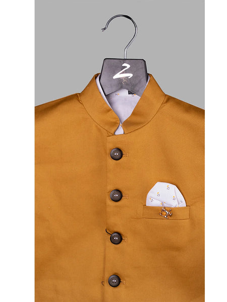Indian party wear gold waist coat suit set for boys 