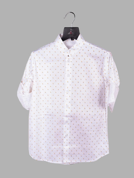 dot print shirt paired with the waist coat suit set for boys 