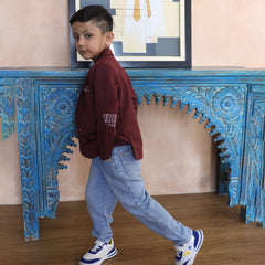 party wear maroon blazer set for boys