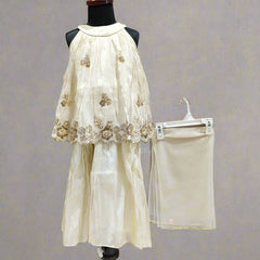 Cream Color Sharara Set With Matching Dupatta