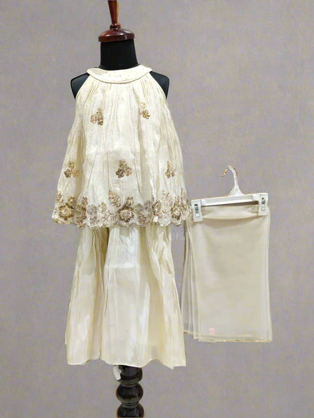 Cream Color Sharara Set With Matching Dupatta