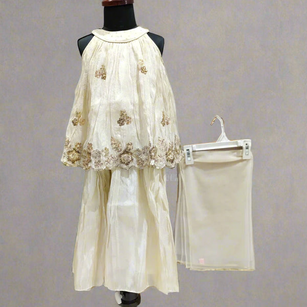 Cream Color Sharara Set With Matching Dupatta