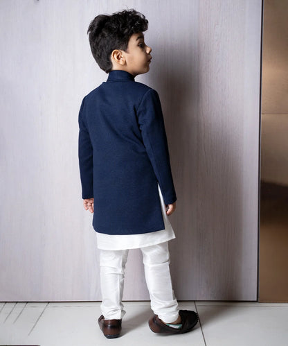Navy Colored Achkan for Boys for Wedding