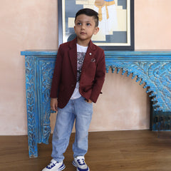 wedding wear maroon blazer set for boys