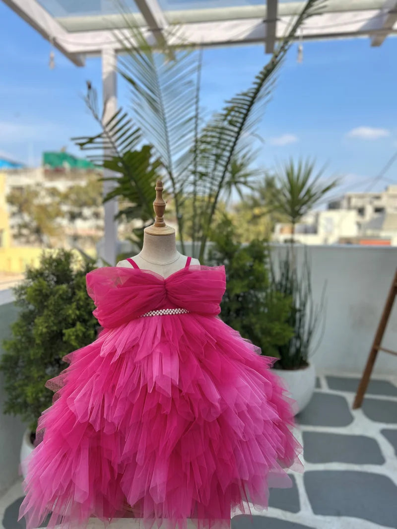 Pre Order: Off-Shoulder Party Wear Gown for Girl Child