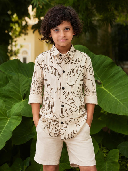 Boys Designer Leaf Shirt
