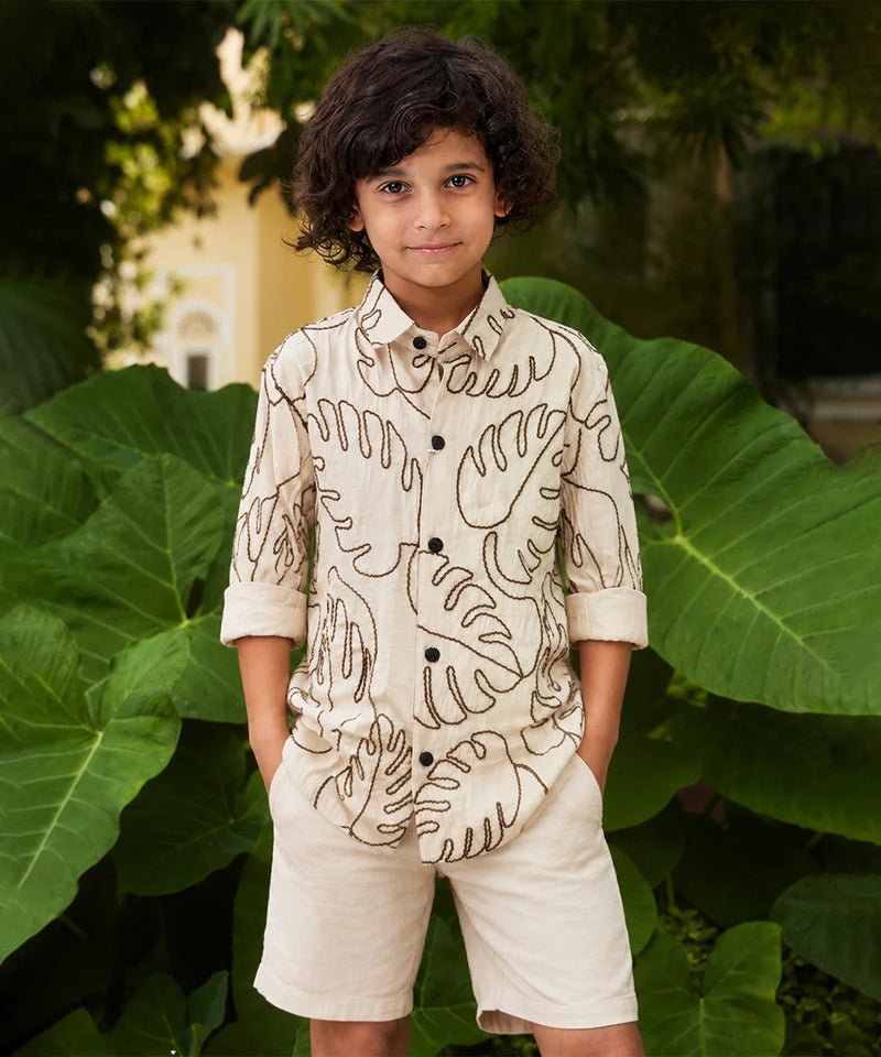 Boys Designer Leaf Shirt