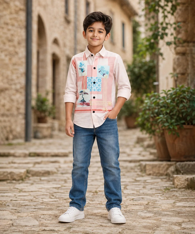 Boys Floral Patch Shirt