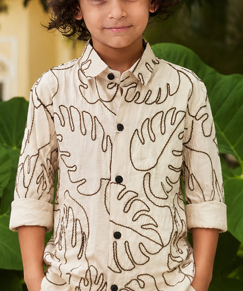 Boys Designer Leaf Shirt