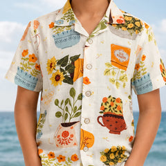 Boys Nature Print Half Sleeve Shirt