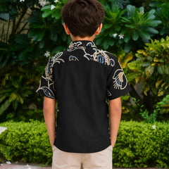 Boys Black Floral Printed Shirt