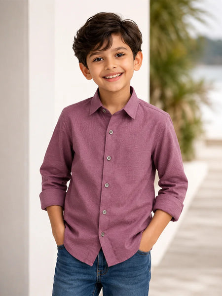Boys Classic Solid Party Wear Shirt