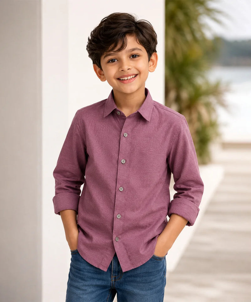 Boys Classic Solid Party Wear Shirt