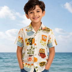Boys Nature Print Half Sleeve Shirt