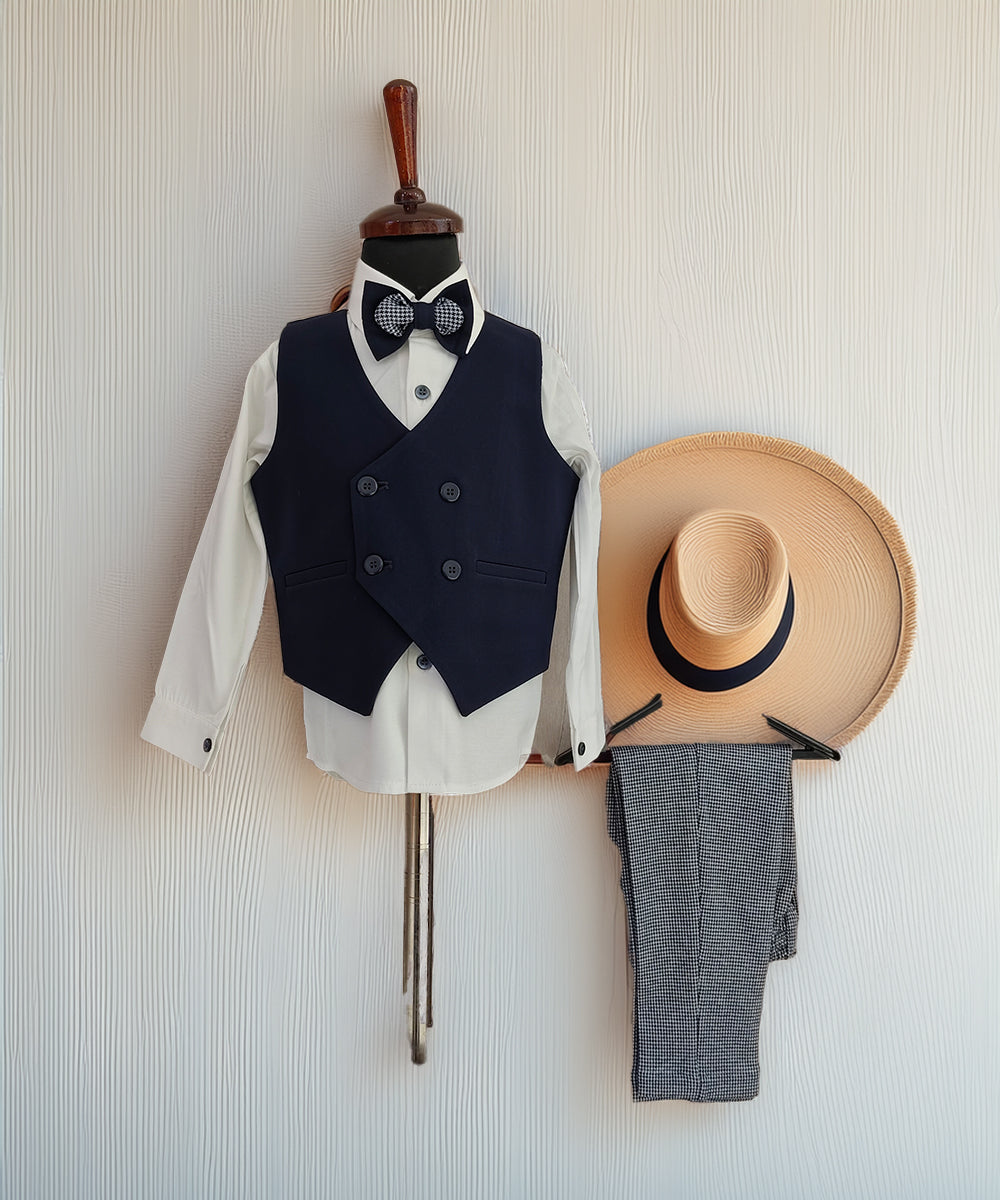 Navy Check Tuxedo Coat Suit for Boys Jaipur – Formal Kids Fashion