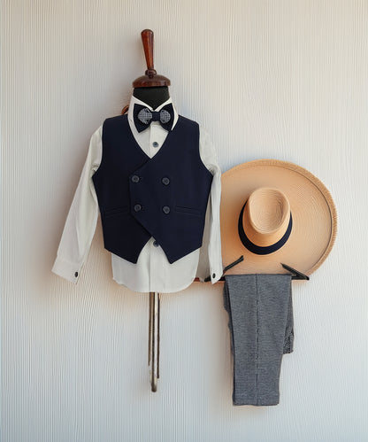 Navy Check Tuxedo Coat Suit for Boys Jaipur – Formal Kids Fashion