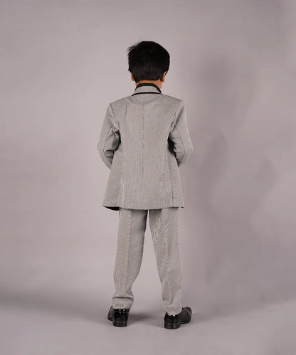 Checked Light Grey Coat Suit for Wedding for Boys