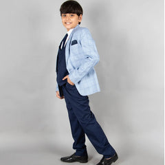 formal sky blue blazer set for boys 