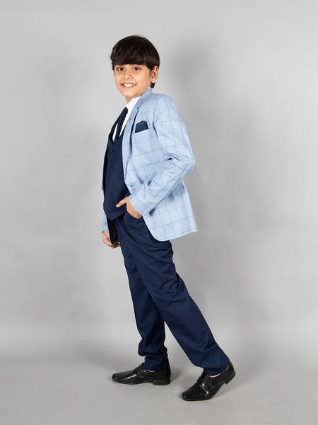 formal sky blue blazer set for boys 
